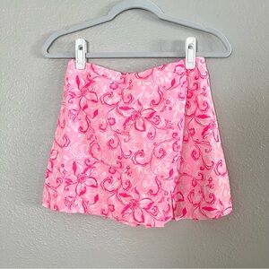 Lilly Pulitzer NWOT 00 Alicent Mini Skort In Conch Shell Pink Flamingo Garden